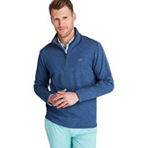 Vineyard Vines Striped Blue 1/4 Zip Sweater